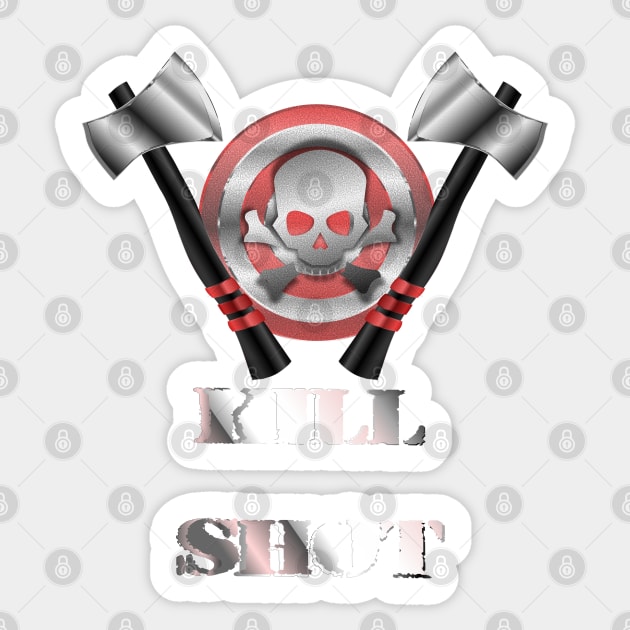 Jolly Target Kill Shot Double Throwing Axes Sticker by geodesyn